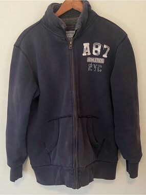 VTG Men’s Y2K Aeropostale M Blue Sherpa Lined Zip Up Sweatshirt Embroidered